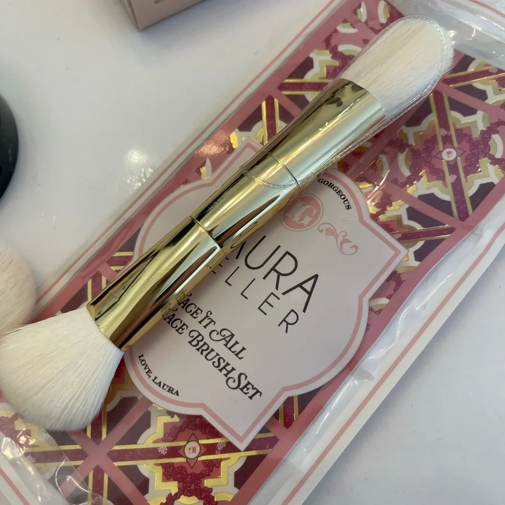 Laura Geller Double Take Baked Versatile Powder Foundation 0.35oz FAIR + Brushes